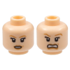 LEGO női fej kétarcú mosolygó/mérges arc mintával, világos testszínű (96289)