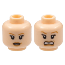Nagyítás: LEGO női fej kétarcú mosolygó/mérges arc mintával, világos testszínű (96289) - Bütyökbazár Eredeti, új LEGO női fej kétarcú mosolygó/mérges arc mintával, világos testszínű (96289) - karakteres pótalkatrész minifigura építéshez