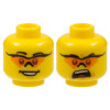 LEGO férfi fej kétarcú napszemüveges vidám/mérges arc mintával, sárga (96581)