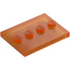 LEGO csempe 4 bütyökkel 3x4, átlátszó narancssárga (88646)