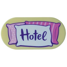Nagyítás: LEGO csempe 2x4 ovális párnák és 'Hotel' felirat mintával, világossárga (115402) - Bütyökbazár Eredeti, új LEGO csempe 2x4 ovális párnák és 'Hotel' felirat mintával, világossárga (115402) - igényes elem a részletgazdag alkotásokhoz