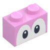 LEGO kocka 1x2 szem mintával, világos rózsaszínű (79540)