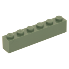 Eredeti, új LEGO kocka 1x6, homokzöld (3009) - alapvető építőelem, alkatrész