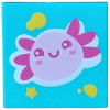 LEGO csempe 2x2 rózsaszín axolotl mintával, közép azúrkék (115427)