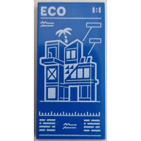LEGO csempe 2x4 ház és 'ECO' felirat mintával, kék (103234)
