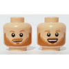 LEGO férfi fej kétarcú szakállas mosolygó/nevető arc mintával, világos testszínű (79446)