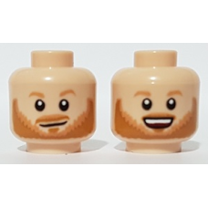 LEGO férfi fej kétarcú szakállas mosolygó/nevető arc mintával, világos testszínű (79446)