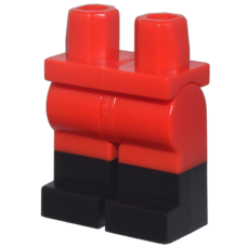 Eredeti, új LEGO láb csizma mintával, piros-fekete (77601) - egyedi minifigura összeállításához