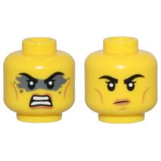 LEGO női fej kétarcú dühös/harcias arc mintával, sárga (105556) LEGO női fej kétarcú dühös/harcias arc mintával, sárga (105556)