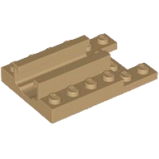 Eredeti, új LEGO lapos elem 4×6 középen fogaskerék-pályával/indító alappal (Ninjago), sötét sárgásbarna (1979) - nélkülözhetetlen építőelem, alkatrész