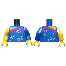 Eredeti, új LEGO felsőtest buborék mintás női ruha mintával, kék (76382) - egyedi minifigura készítéshez