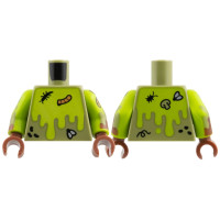 LEGO felsőtest koszos kukac, bogár és légy mintával, lime (76382)