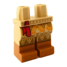 Eredeti, új LEGO láb szoknya mintával, sárgásbarna (102144) - egyedi minifigura összeállításához