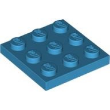 Eredeti, új LEGO lapos elem 3x3, sötét azúrkék (11212) - nélkülözhetetlen építőelem, alkatrész
