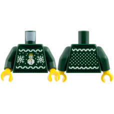 LEGO felsőtest kötött karácsonyi mintás pulóver mintával, sötétzöld (76382)
