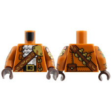 Nagyítás: LEGO felsőtest fodros ing, aranycsatos öv és kabát mintával, sötét narancssárga (76382) - Bütyökbazár Eredeti, új LEGO felsőtest fodros ing, aranycsatos öv és kabát mintával, sötét narancssárga (76382) - egyedi minifigura készítéshez