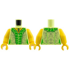 Nagyítás: LEGO felsőtest levél mintás ruha és nyaklánc mintával, sárgás zöld (76382) - Bütyökbazár Eredeti, új LEGO felsőtest levél mintás ruha és nyaklánc mintával, sárgás zöld (76382) - egyedi minifigura készítéshez