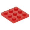 LEGO lapos elem 3x3, piros (11212)