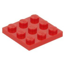 Eredeti, új LEGO lapos elem 3x3, piros (11212) - nélkülözhetetlen építőelem, alkatrész
