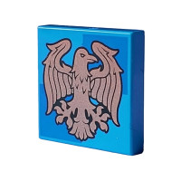 LEGO csempe 2x2 réz színű Hollóhát címer mintával (Harry Potter), sötét azúrkék (107486)
