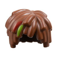 LEGO férfi haj rövid, réteges, lime és piros csíkkal, vörösesbarna (111310)