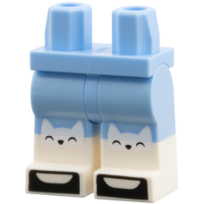 Eredeti, új LEGO láb cicafej mintás nadrág mintával, világoskék (73200) - egyedi minifigura összeállításához