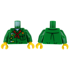 Nagyítás: LEGO felsőtest cserkész ruha (piros sál, jelvény) mintával, zöld (76382) - Bütyökbazár Eredeti, új LEGO felsőtest cserkész ruha (piros sál, jelvény) mintával, zöld (76382) - egyedi minifigura készítéshez