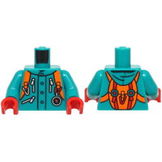 LEGO felsőtest kabát, hátizsák, karabiner és iránytű mintával, sötét türkizkék (76382) LEGO felsőtest kabát, hátizsák, karabiner és iránytű mintával, sötét türkizkék (76382)