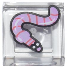 LEGO csempe 1x1 kukac giliszta mintával, fehér (3070bpb382)