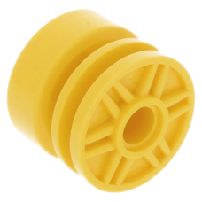 Eredeti, új LEGO kerék/kerékbelső Ø 18mm x 14mm pin csatlakozó lyukkal, sárga (55981) - speciális jármű alkatrész