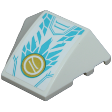 LEGO ék/szárny alakú íves tetőelem 4x3 sima Ninjago mintával (matrica), fehér (64225pb082)