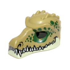 Eredeti, új LEGO maszk krokodil maszk mintás, olajzöld (12835) - stílusos fejfedő a minifiguráknak