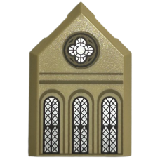 LEGO csempe 2x3 ötszög alakú íves ablakok mintával, sárgásbarna (105158)