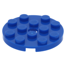LEGO lapos elem kerek lyukkal középen 4x4, kék (60474)