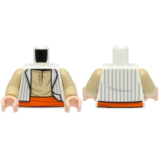 LEGO felsőtest ing, csíkos mellény és öv mintával, fehér (76382)