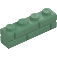 LEGO kocka 1x4 módosított tégla mintás, homokzöld (15533)