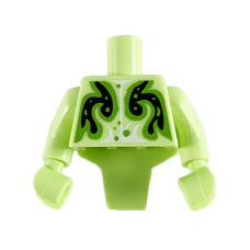 LEGO felsőtest elején mintával, hátulja hosszított és bordázott, sárgászöld (34713)
