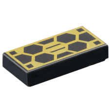 LEGO csempe 1x2 hatszögletű arany színű napelem mintával, fekete (105883)