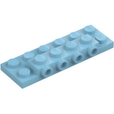 LEGO lapos elem 2x6x2/3 oldalán négy bütyökkel, közép azúrkék (87609)