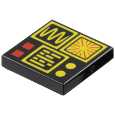 Eredeti, új LEGO csempe 2×2 képernyő mintával, fekete (111095) - igényes elem a részletgazdag alkotásokhoz