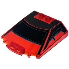 Eredeti, új LEGO szélvédő 6×6×1 1/3 íves fekete mintával (SW), átlátszó piros (100507) - speciális jármű alkatrész