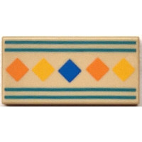 LEGO csempe 1×2 színes négyzetek mintával, sárgásbarna (110910) 