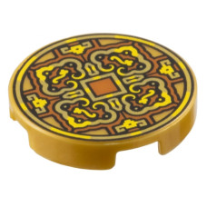 LEGO csempe kerek 2×2 négy szirmú virág/érme mintával, gyöngyház arany (110169)