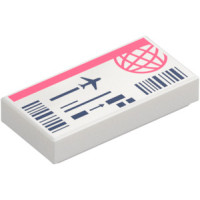 LEGO csempe 1×2 repülőjegy mintával, fehér (110389)