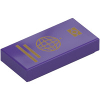 LEGO csempe 1×2 útlevél mintával, sötétlila (110390)