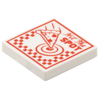 LEGO csempe 2×2 pizza doboz 'Hit the Spot' felirat mintával, fehér (104109)