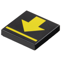 LEGO csempe 2×2 sárga nyíl mintával, fekete (111093)