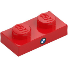 LEGO lapos elem 1×2 BMW logó mintával, piros (106744)