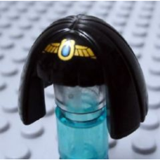 Eredeti, új LEGO női haj félhosszú tiara mintával, fekete (97065) - egyedi, karakteres minifigura készítéshez