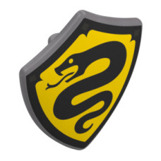 Eredeti, új LEGO pajzs fekete kígyó sárga háttéren mintával, matt ezüst (112491) - védelmi felszerelés minifigura sereg alkotásához